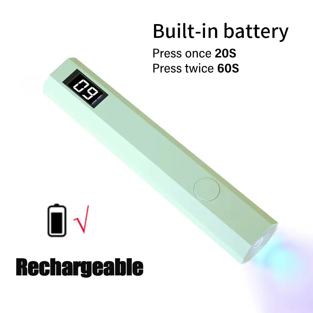 YIKOOLIN 1 Pc Portable UV/LED Pen Shape Nail Lamp For Gel Nail Polish Press On Nails Cordless Rechargeable USB Nail Dryer