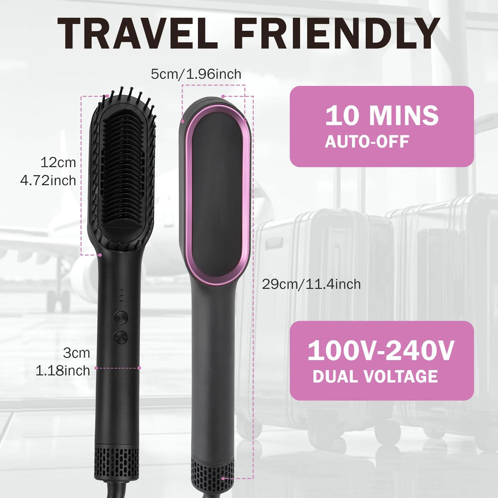 Negative Ions Hair Straightener Brush Black Rose Red Anti Scald Anti Heat Damage Fast Heating Double Voltage