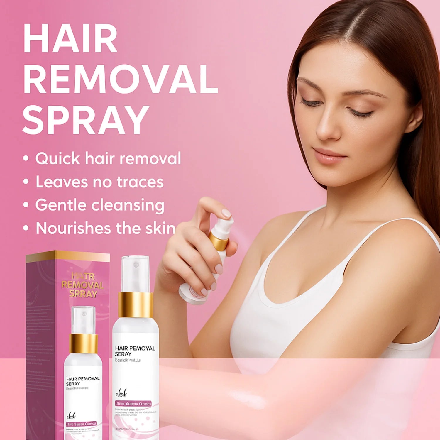 60ML Hair Removal Spray Hair Growth Inhibitor Spray Painless Hair Reduction Permanently Inhibits Hair Growth Skin Silky Smooth