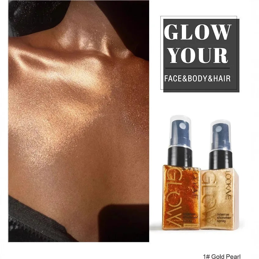 Shimmer Oil Spray Waterproof Long Lasting Moisturizing Gold Bronze Contour Brightening for Face Body Sparkle Liquid Highlighter