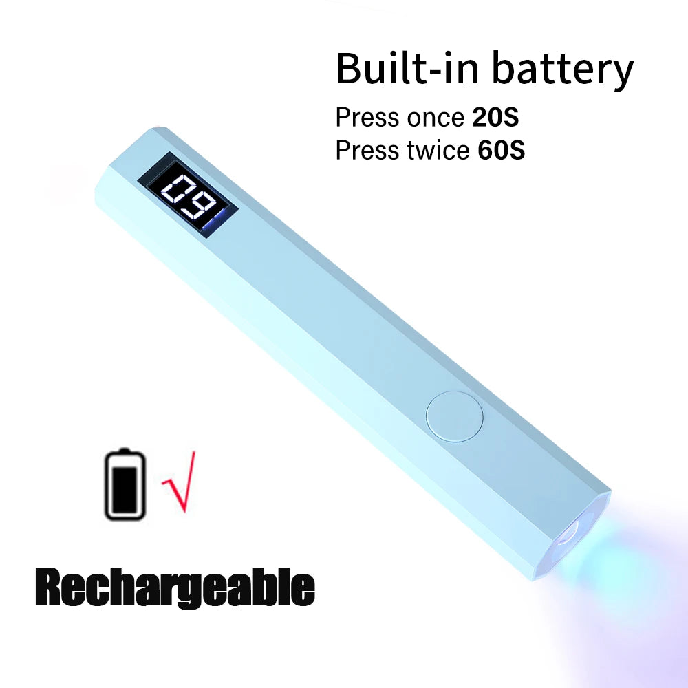 YIKOOLIN 1 Pc Portable UV/LED Pen Shape Nail Lamp For Gel Nail Polish Press On Nails Cordless Rechargeable USB Nail Dryer