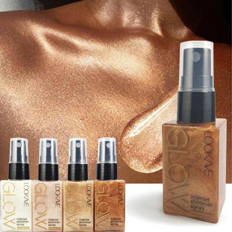 Shimmer Oil Spray Waterproof Long Lasting Moisturizing Gold Bronze Contour Brightening for Face Body Sparkle Liquid Highlighter