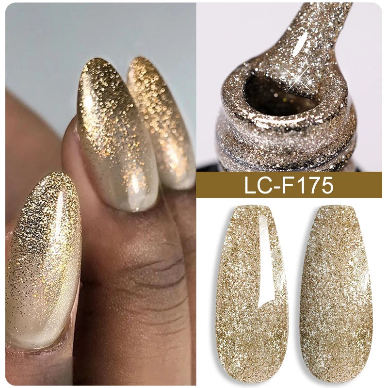 LILYCUTE 7ML Silver Gold Colorful Glitter Gel  Nail Polish Spring Sparkling Sequins Semi Permanent Soak Off Nail Art Gel Varnish