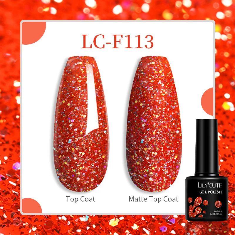 LILYCUTE 7ML Silver Gold Colorful Glitter Gel  Nail Polish Spring Sparkling Sequins Semi Permanent Soak Off Nail Art Gel Varnish