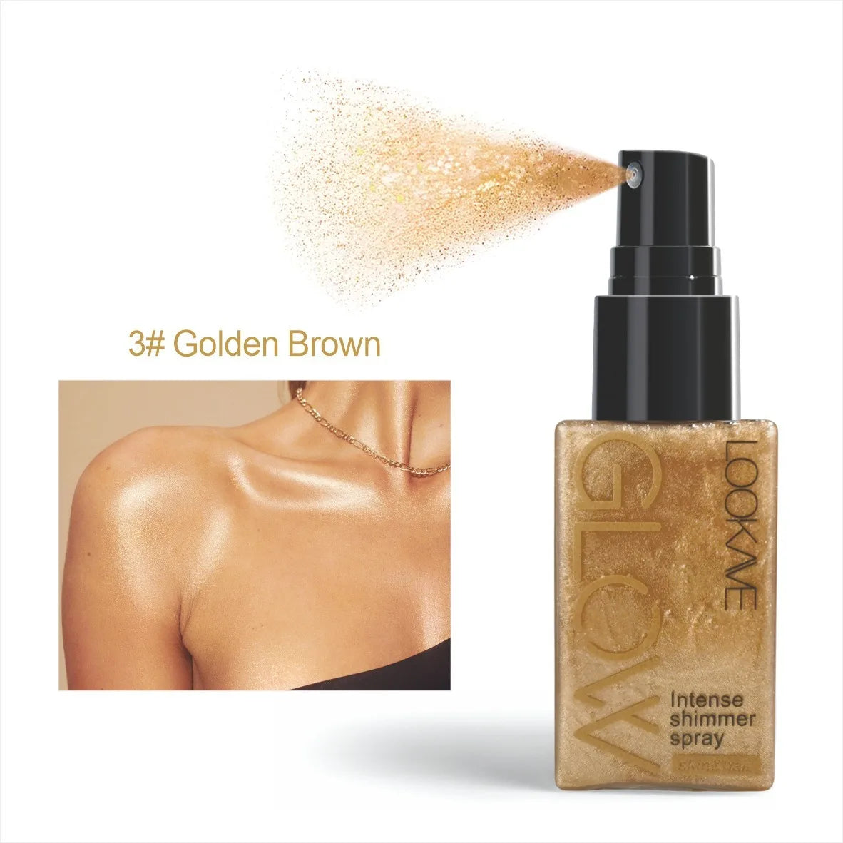 Shimmer Oil Spray Waterproof Long Lasting Moisturizing Gold Bronze Contour Brightening for Face Body Sparkle Liquid Highlighter