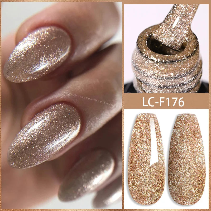 LILYCUTE 7ML Silver Gold Colorful Glitter Gel  Nail Polish Spring Sparkling Sequins Semi Permanent Soak Off Nail Art Gel Varnish