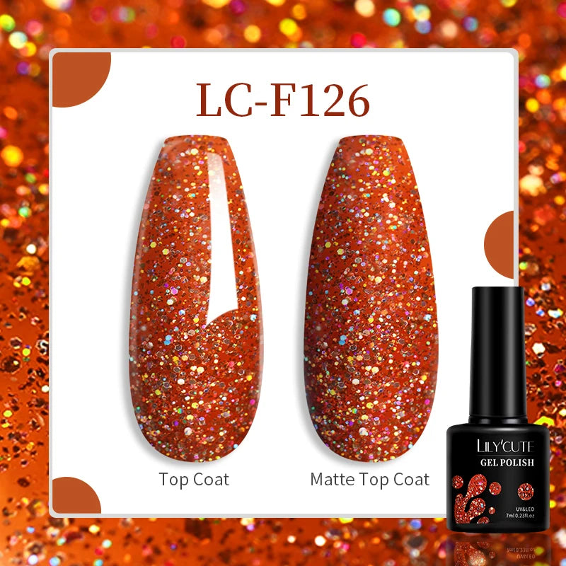LILYCUTE 7ML Silver Gold Colorful Glitter Gel  Nail Polish Spring Sparkling Sequins Semi Permanent Soak Off Nail Art Gel Varnish