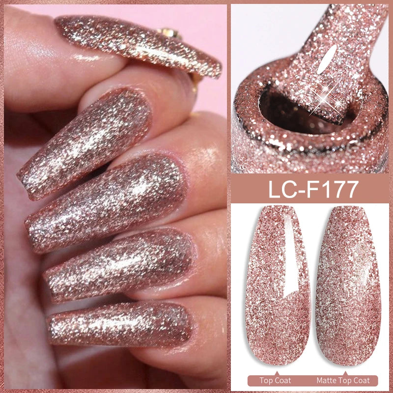 LILYCUTE 7ML Silver Gold Colorful Glitter Gel  Nail Polish Spring Sparkling Sequins Semi Permanent Soak Off Nail Art Gel Varnish