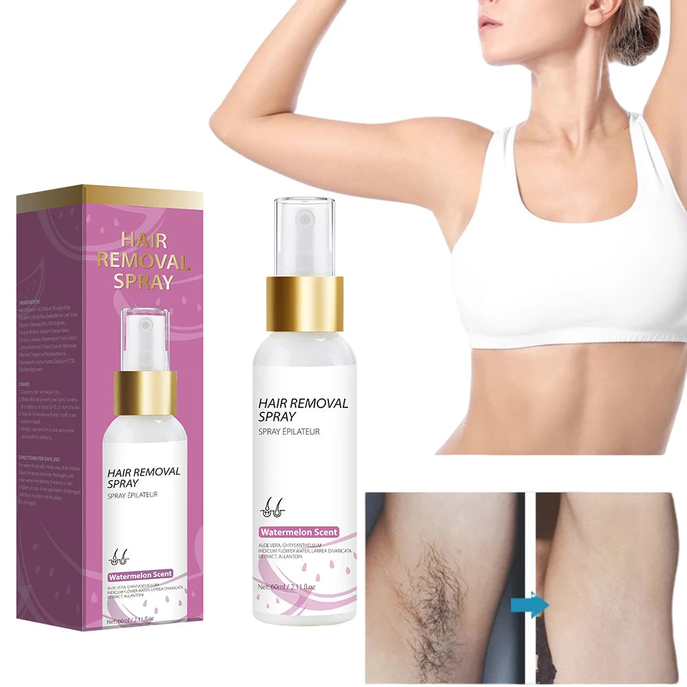 60ML Hair Removal Spray Hair Growth Inhibitor Spray Painless Hair Reduction Permanently Inhibits Hair Growth Skin Silky Smooth