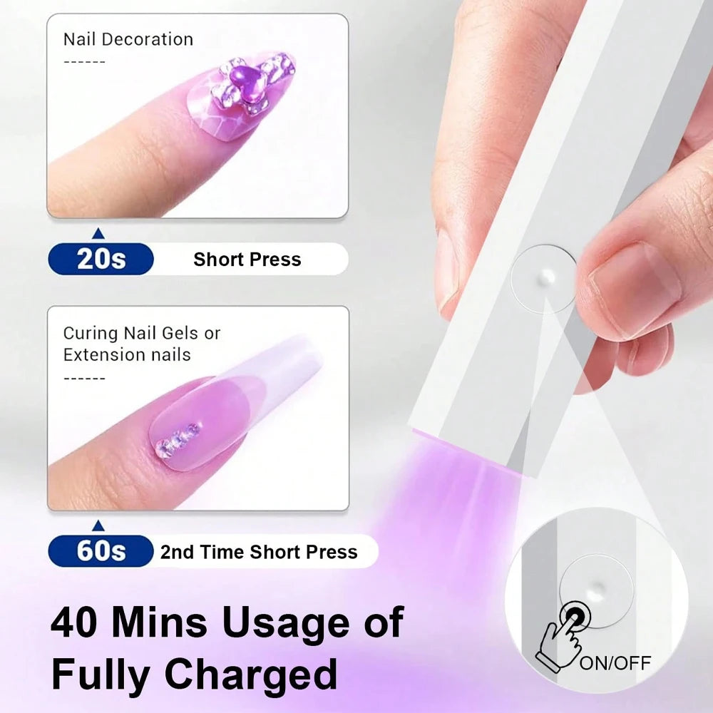 Convenient Handheld Nail Dryer Lamp UV/LED Nail Curing All Gel Polish Nail Art Tool USB Rechargeabl Quick Dry Nail Lamp