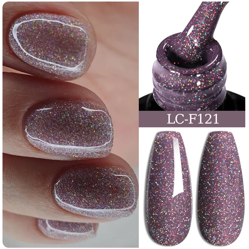 LILYCUTE 7ML Silver Gold Colorful Glitter Gel  Nail Polish Spring Sparkling Sequins Semi Permanent Soak Off Nail Art Gel Varnish
