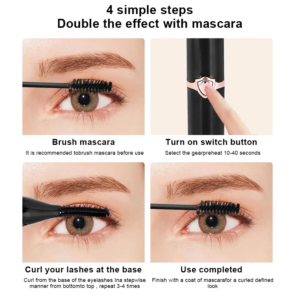 Heated Eyelash Curler USB Rechargeable Quick Heating Natural Curl Eyelash Curler Long Lasting for Quick Natural Curling