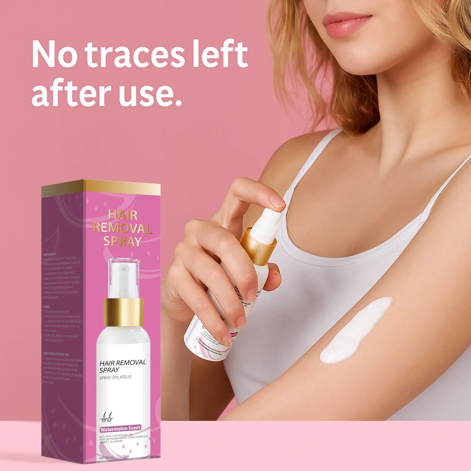 60ML Hair Removal Spray Hair Growth Inhibitor Spray Painless Hair Reduction Permanently Inhibits Hair Growth Skin Silky Smooth