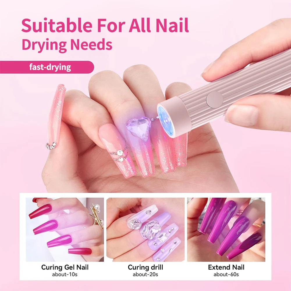 YIKOOLIN 1 Pc Portable UV/LED Pen Shape Nail Lamp For Gel Nail Polish Press On Nails Cordless Rechargeable USB Nail Dryer