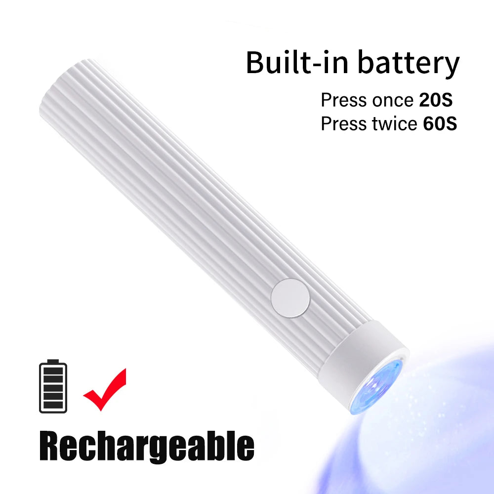 YIKOOLIN 1 Pc Portable UV/LED Pen Shape Nail Lamp For Gel Nail Polish Press On Nails Cordless Rechargeable USB Nail Dryer