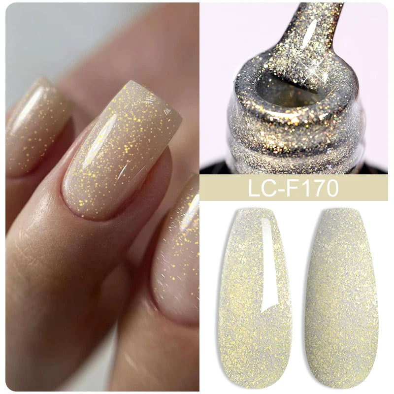 LILYCUTE 7ML Silver Gold Colorful Glitter Gel  Nail Polish Spring Sparkling Sequins Semi Permanent Soak Off Nail Art Gel Varnish