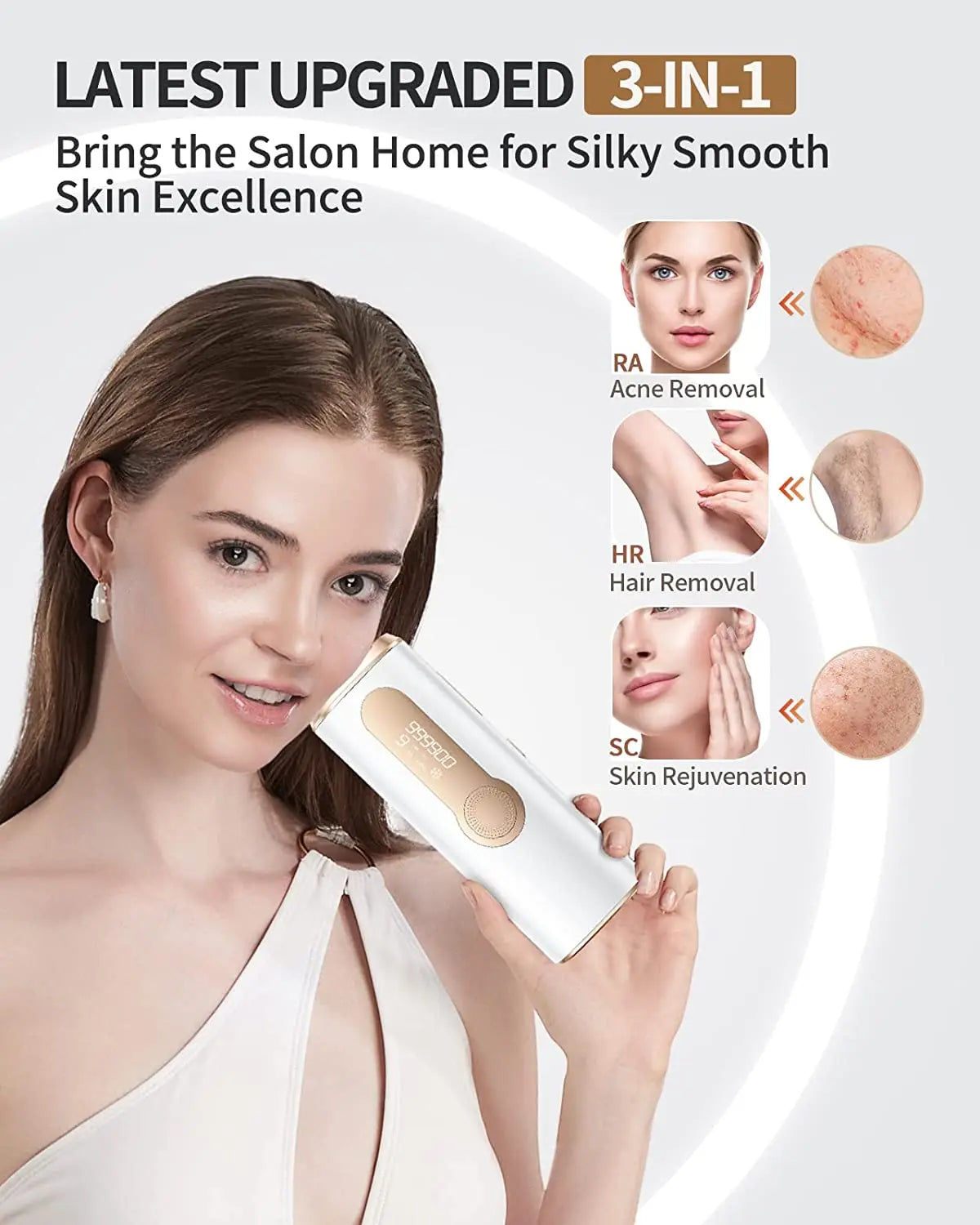 Laser Hair Removal 999900+ Flashes IPL Permanent Epilator Hair Remover (RA & SC & HR) 3 in 1 Women men Face Bikinis Trimmer