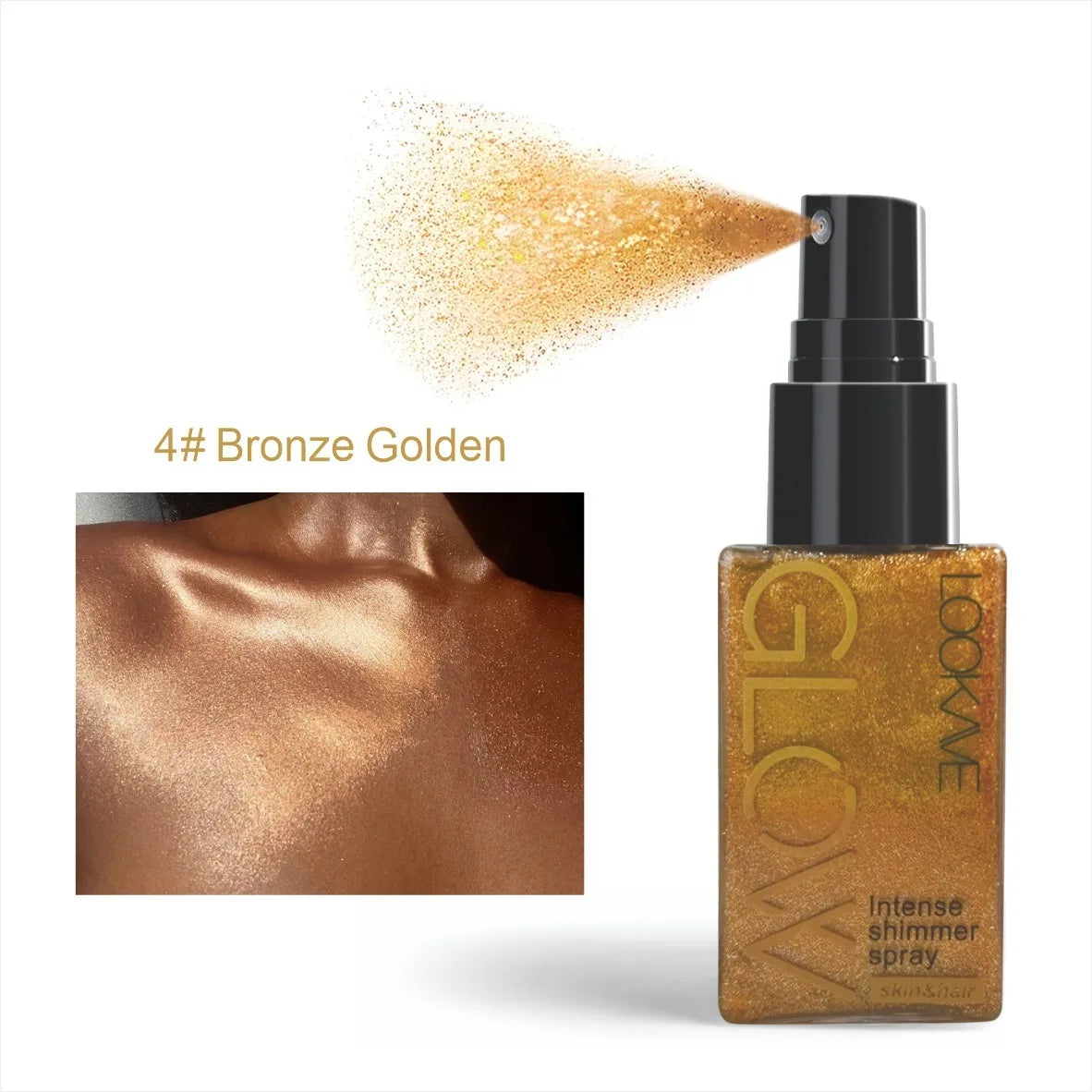 Shimmer Oil Spray Waterproof Long Lasting Moisturizing Gold Bronze Contour Brightening for Face Body Sparkle Liquid Highlighter
