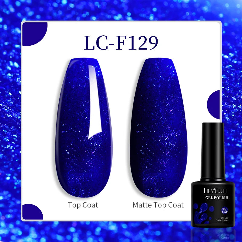 LILYCUTE 7ML Silver Gold Colorful Glitter Gel  Nail Polish Spring Sparkling Sequins Semi Permanent Soak Off Nail Art Gel Varnish