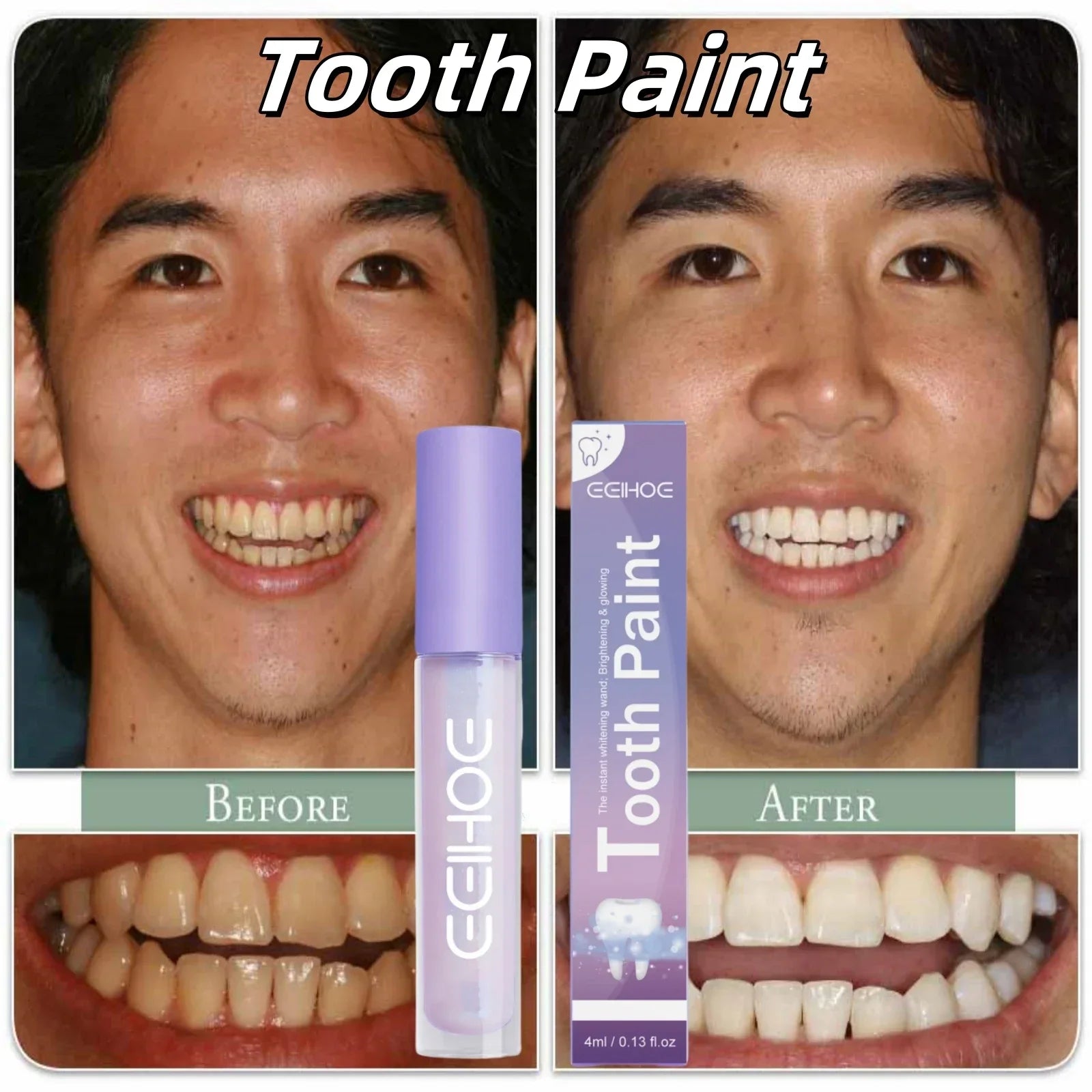 Teeth Whitening Paint Kit To Whiten Teeth,Remove Tooth Pigments and Stains,Instant Natural White Paint Mild Tooth Polish Uptight