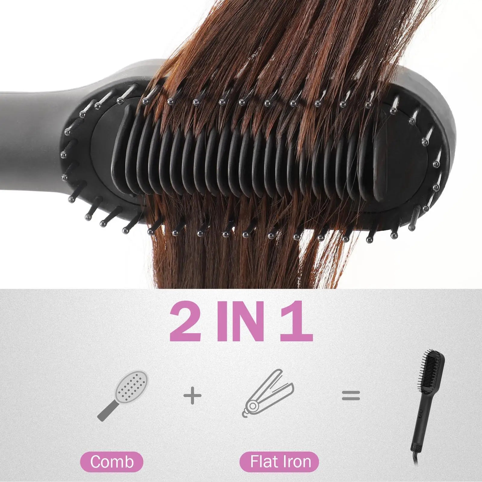 Negative Ions Hair Straightener Brush Black Rose Red Anti Scald Anti Heat Damage Fast Heating Double Voltage