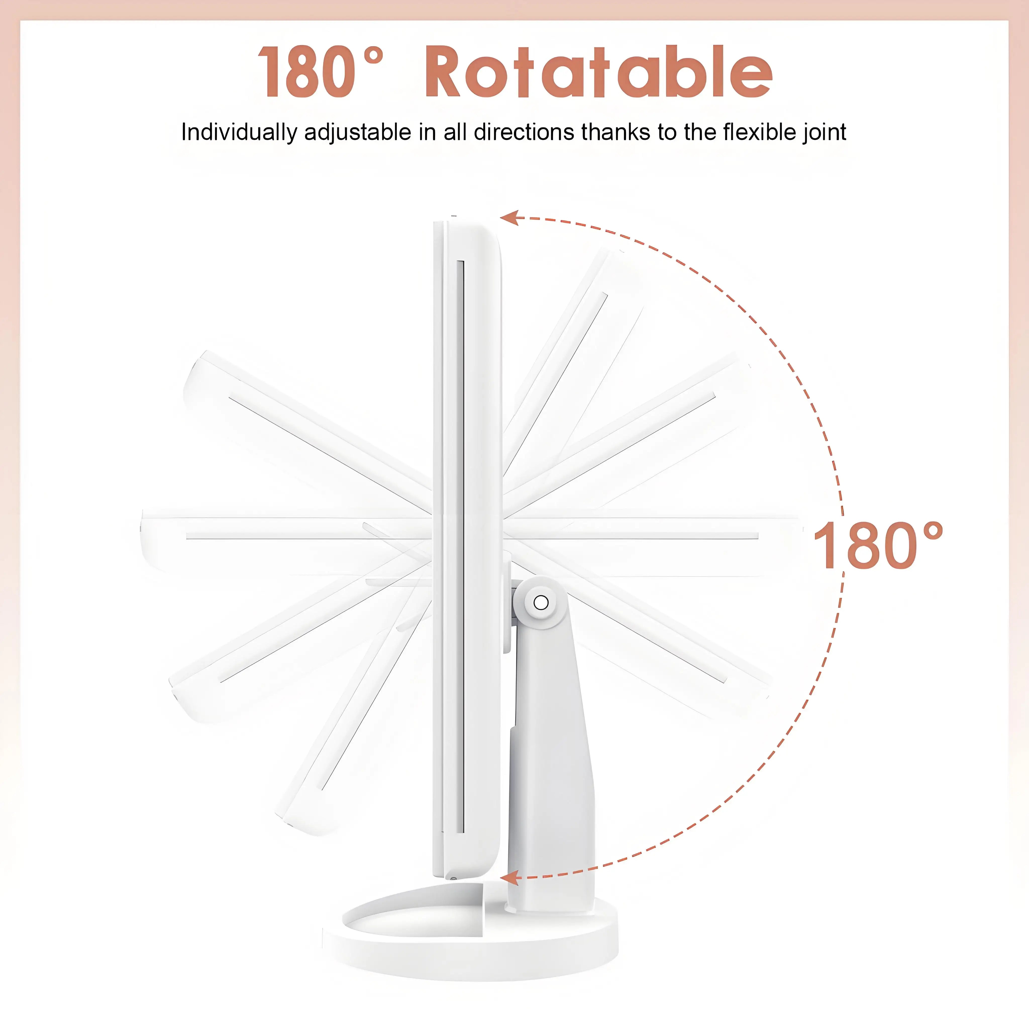 Pro Vanity Mirror with 21 LED Natural Light Tri-Zone Magnification USB-C Anti-Glare 180° Adjustable for Makeup & Skin Care