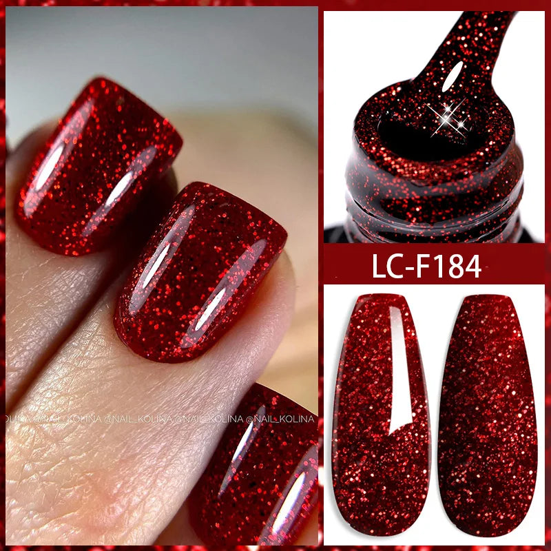 LILYCUTE 7ML Silver Gold Colorful Glitter Gel  Nail Polish Spring Sparkling Sequins Semi Permanent Soak Off Nail Art Gel Varnish