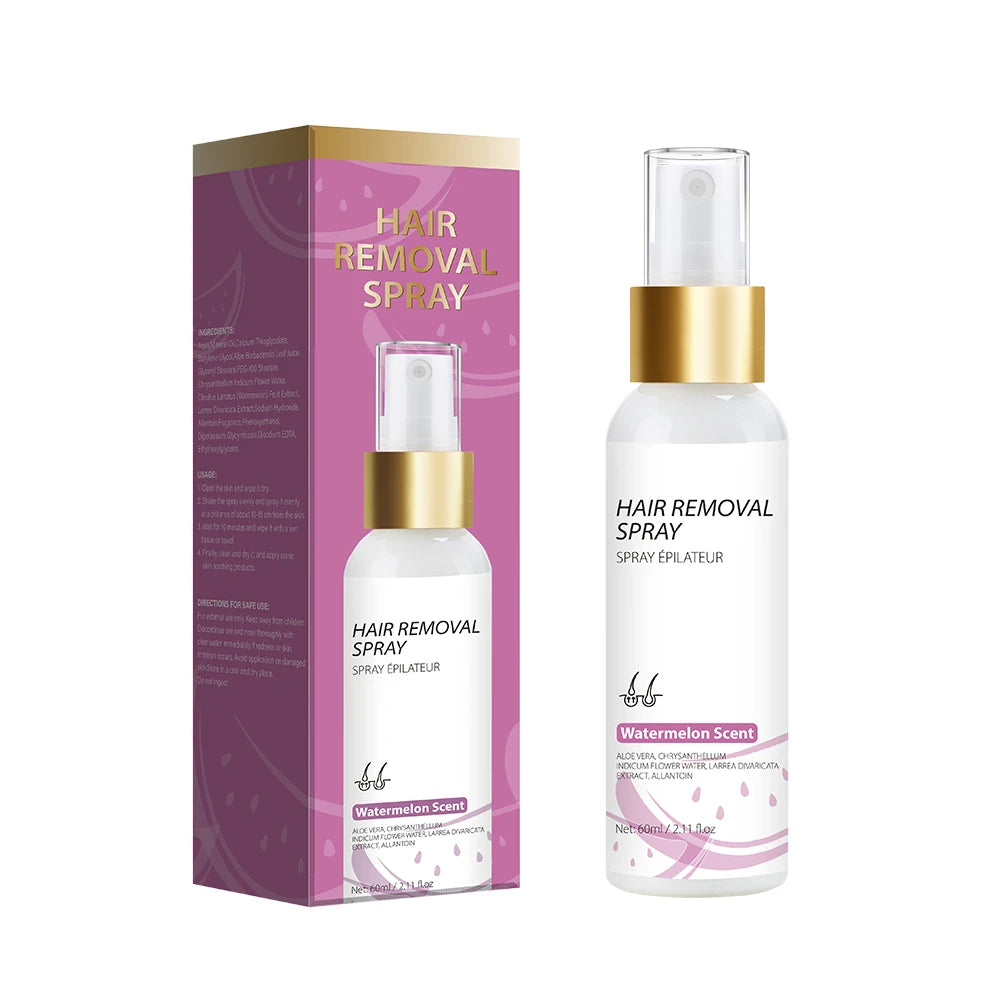 60ML Hair Removal Spray Hair Growth Inhibitor Spray Painless Hair Reduction Permanently Inhibits Hair Growth Skin Silky Smooth