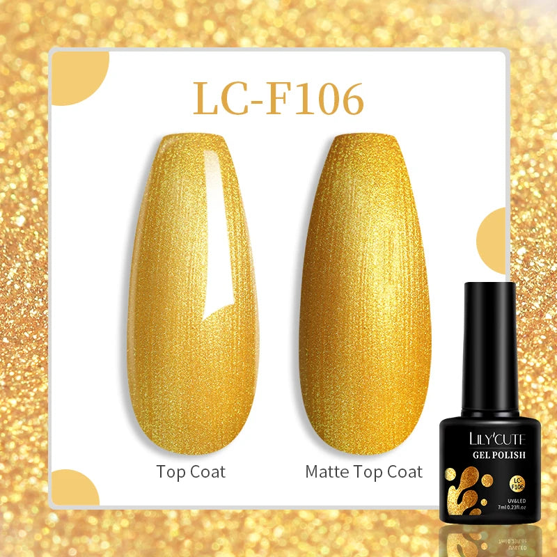 LILYCUTE 7ML Silver Gold Colorful Glitter Gel  Nail Polish Spring Sparkling Sequins Semi Permanent Soak Off Nail Art Gel Varnish