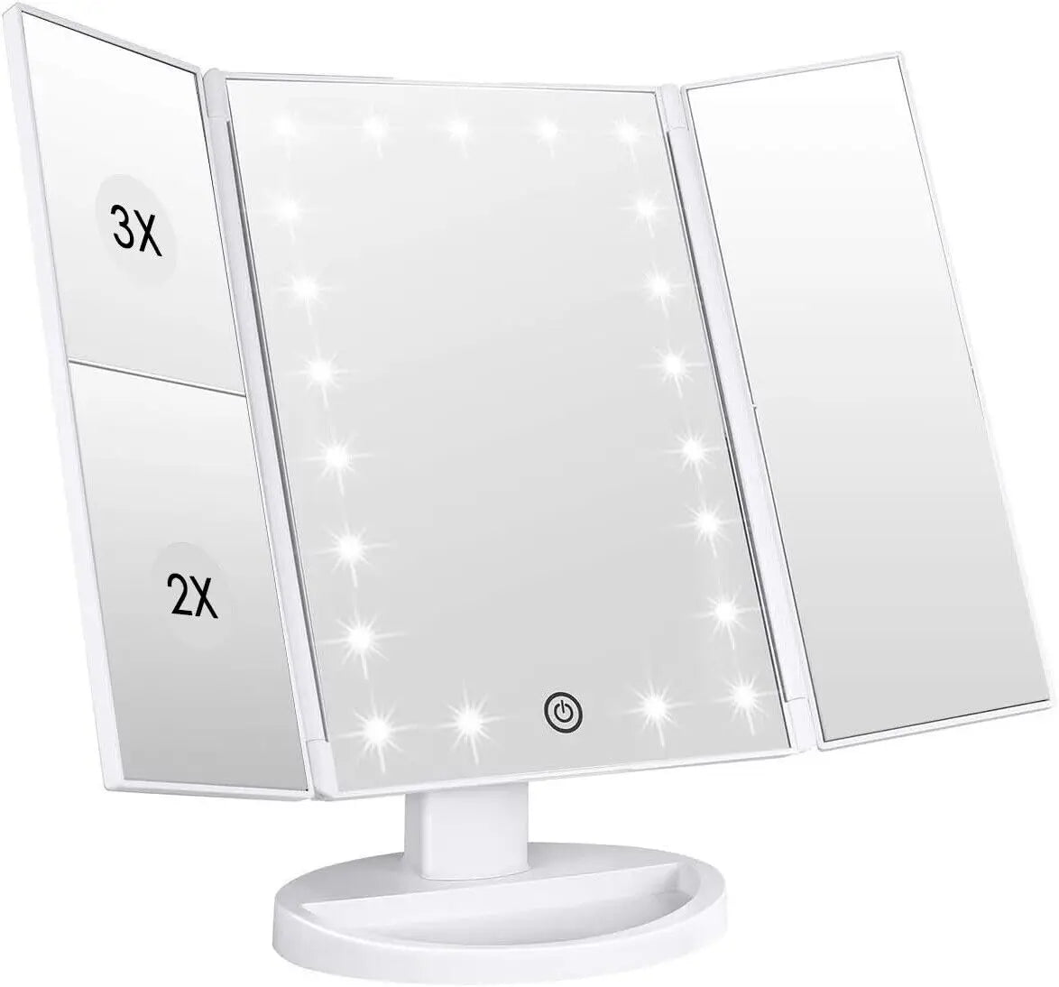 Pro Vanity Mirror with 21 LED Natural Light Tri-Zone Magnification USB-C Anti-Glare 180° Adjustable for Makeup & Skin Care