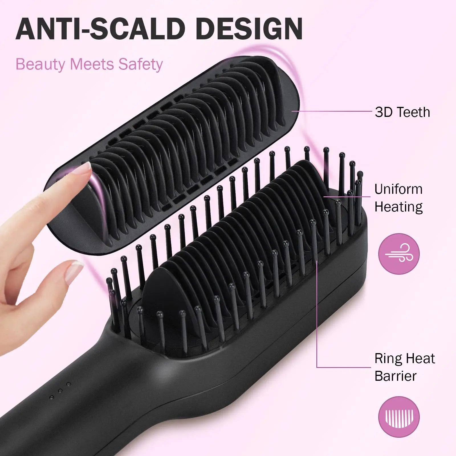 Negative Ions Hair Straightener Brush Black Rose Red Anti Scald Anti Heat Damage Fast Heating Double Voltage