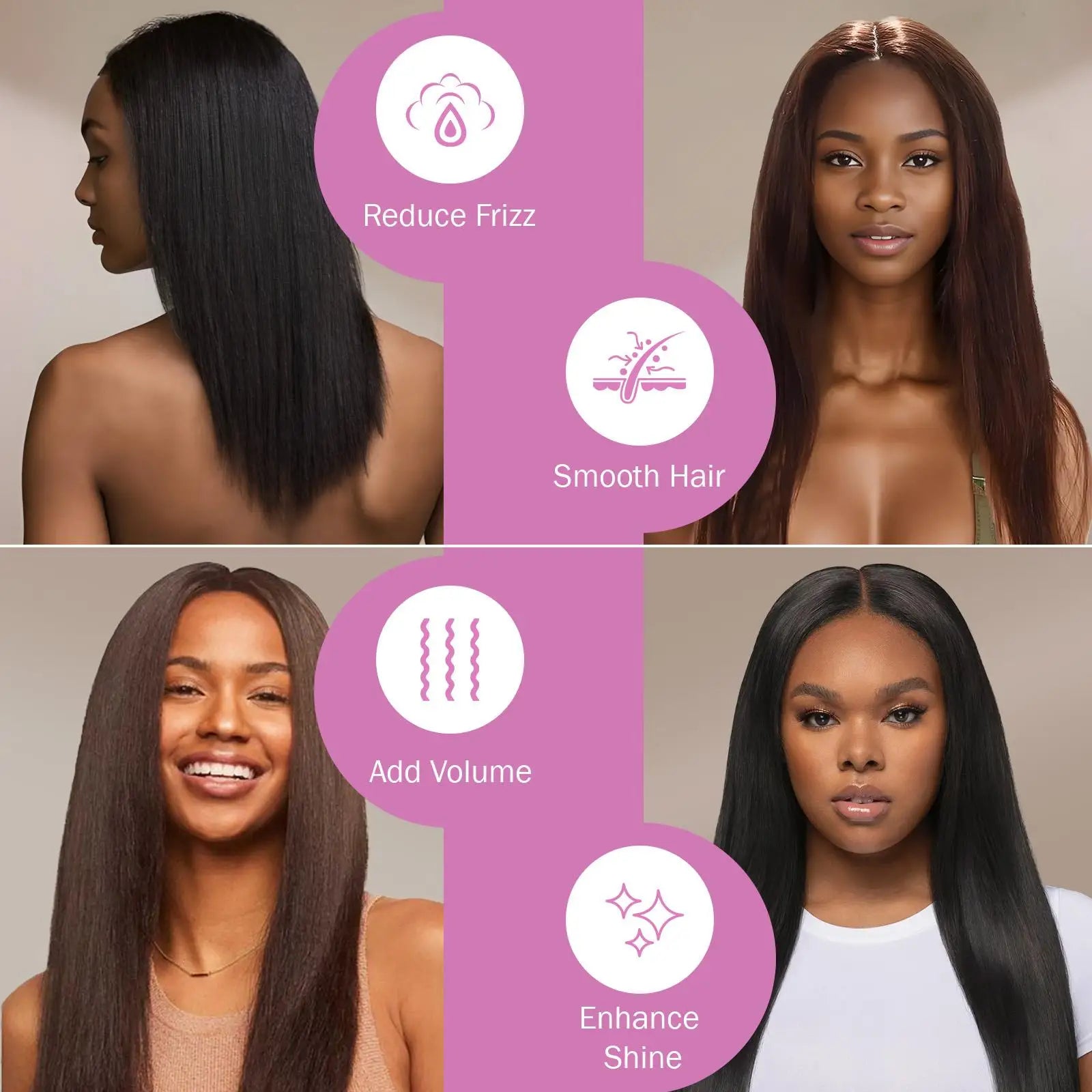 Negative Ions Hair Straightener Brush Black Rose Red Anti Scald Anti Heat Damage Fast Heating Double Voltage